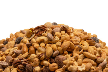 A group of almonds, pistachios, walnuts, macadamia, cashews.