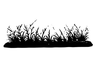 black silhouette of grass isolated on white background