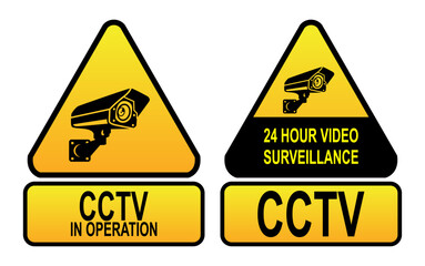 illustration of video surveillance sign or closed circuit television sign isolated
