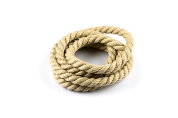 Twisted thick rope on white