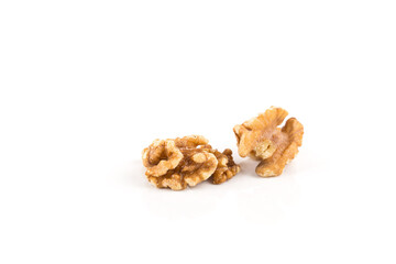 Walnut nut on white