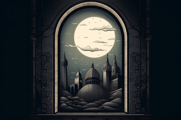 Ilustration islamic mosque ramadan kareem background Generated ai