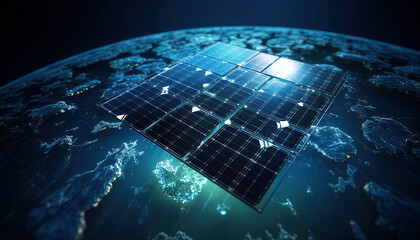 Renewable energy background with solar panels. Environment concept
