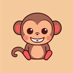 Cute monkey chibi mascot vector cartoon style