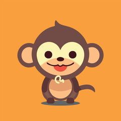 Cute monkey chibi mascot vector cartoon style
