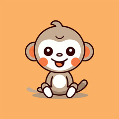Cute monkey chibi mascot vector cartoon style