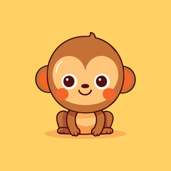 Cute monkey chibi mascot vector cartoon style