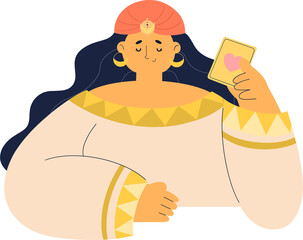 Fortune teller reading tarot cards flat art character design illustration isolated background
