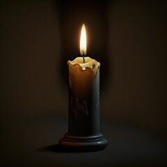 A single candle flickering in the darkness casting a warm. Generative AI.