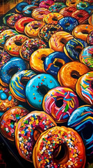 Fototapeta na wymiar Psychedelic Donuts created with Generative AI Technology