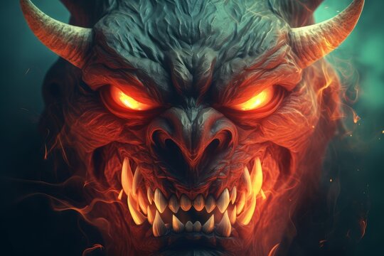 Devil fire monster. Generate Ai