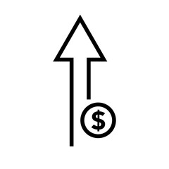 Simple dollar price increase icon. Vector.