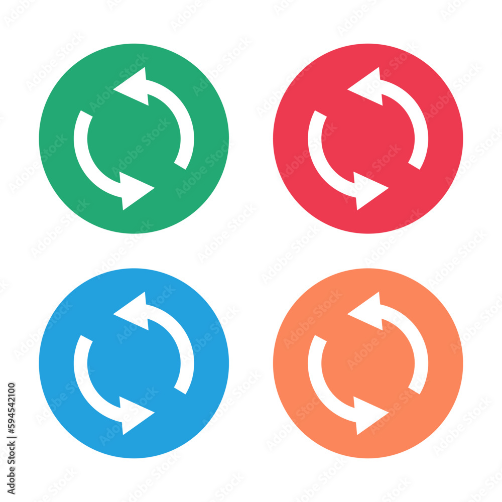 Poster rotating arrows icon set. reload and refresh. vectors.