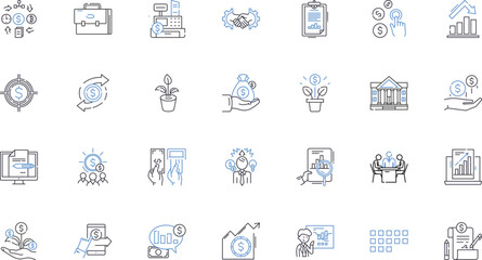 Economics line icons collection. Inflation, Deflation, Interest, Markets, Goods, Services, Labor vector and linear illustration. Capital,Entrepreneurship,Growth outline signs set