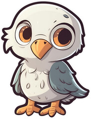 Funny and cute bird transparency sticker, Bald Eagle.