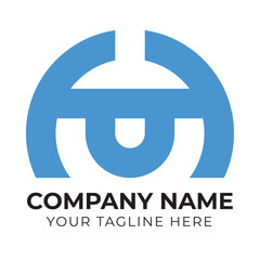 Professional creative modern abstract business HU letter logo design template