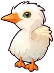 Funny and cute bird transparency sticker, Cattle Egret.