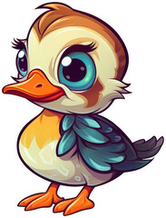 Funny and cute bird transparency sticker, Mandarin Duck.