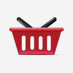 3d shopping basket. Grocery shop, online shopping. Vector