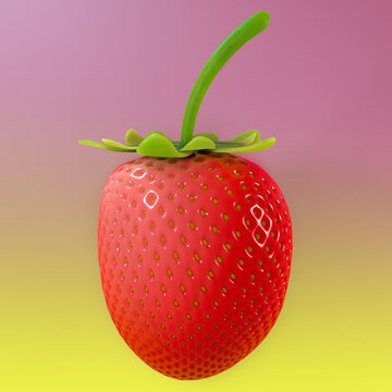 3d-illustration: sweet, juicy, tasty, strawberries isolated on a light background. 3d-render of a sweet, soft, deep pinkish-red color fruit with a seed-studded surface.