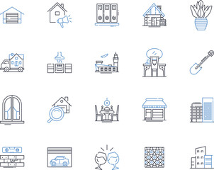 Environmental design line icons collection. Sustainability, Green, Eco-friendly, Biodegradable, Efficiency, Renewable, Conservation vector and linear illustration. Recyclable,Minimalism,Natural