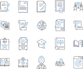 Superior instruction line icons collection. Mastery, Expertise, Guidance, Instruction, Excellence, Advancement, Improvement vector and linear illustration. Development,Progression,Perfection outline