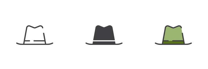 Gentleman hat different style icon set