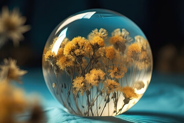 Floral Opulence: A Breathtaking Picture of Flowers in a Ball Glass