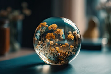 A Mesmerizing Array of Colors and Textures: Flowers in a Glass Globe