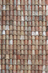 Weathered roof tiles in the Provence style of southern France