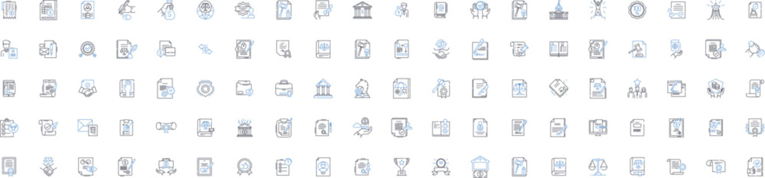 Lawful line icons collection. Justice, Ethical, Honorable, Righteous, Upright, Legal, Moral vector and linear illustration. Fair,Decent,Compliant outline signs set