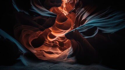 Beautiful wide angle view of amazing sandstone formations in famous Lower Antelope Canyon Generative AI - obrazy, fototapety, plakaty