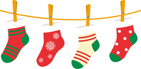 Christmas sock in flat design.