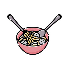 meatball noodle icon design, food icon symbol.