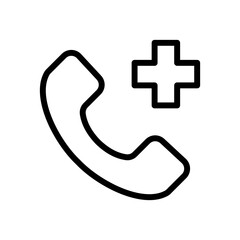 Emergency Call outline icon for law, conversation, communications, emergency, call, phone, technology, 
tell logo