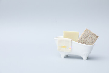 Soap - spa, beauty procedures and skin care concept, space for text