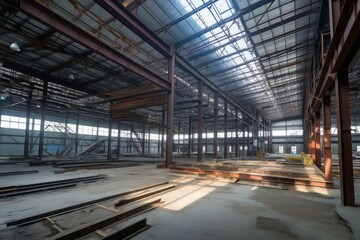 Steel construction factory. Generate Ai