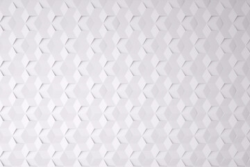 White seamless hexagon background, Abstract geometric seamless pattern design, 3d rendering
