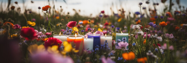 Aromatic Candles in a Wildflower Meadow