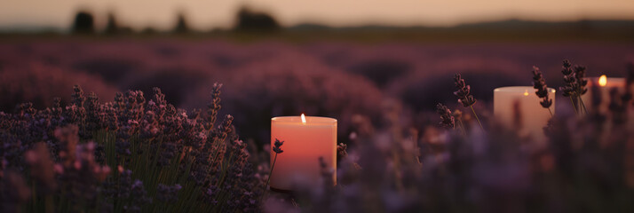 Scented Candles in a Field of Lavender