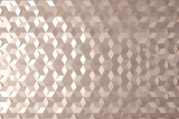 Gold seamless hexagon background, Abstract geometric seamless pattern design, 3d rendering
