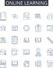 online learning line icons collection. Velocity, Spin, Sonic boom, Energy, Design, Movement, Sound vector and linear illustration. Supersonic,Speed,Vibrancy outline signs set