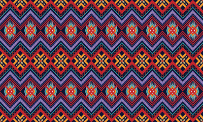 Geometric ethnic pattern vector background. seamless pattern traditional,Design for background, wallpaper, Batik, fabric, carpet, clothing, wrapping, and textile. Colorful ethnic pattern illustration