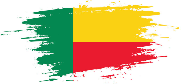 Creative hand-drawn brush stroke flag of BENIN country vector illustration