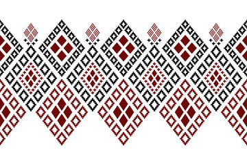 Red traditional ethnic pattern paisley flower Ikat background abstract Aztec African Indonesian Indian seamless pattern for fabric print cloth dress carpet curtains and sarong