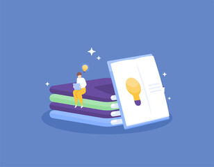 Learn to be creative and innovative. process and effort to gain knowledge. develop self-skills. Read books for inspiration, ideas, and solutions. education and knowledge. illustration concept design. 