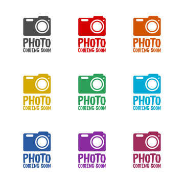 Photo coming soon icon isolated on white background. Set icons colorful