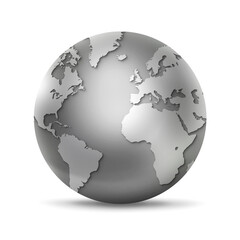 Metal world globe isolated on white background