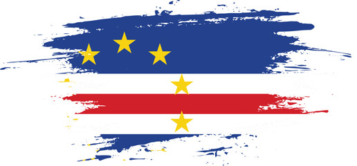 Creative hand-drawn brush stroke flag of CAPE VERDE country vector illustration