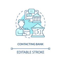 Contacting bank turquoise concept icon. Automated clearing house. How ACH work abstract idea thin line illustration. Isolated outline drawing. Editable stroke. Arial, Myriad Pro-Bold fonts used © IMG visuals icons